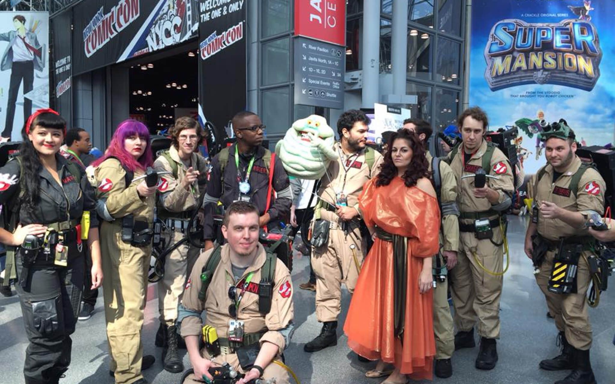 NYC Ghostbusters on the cosplay con floor of New York Comic Con.