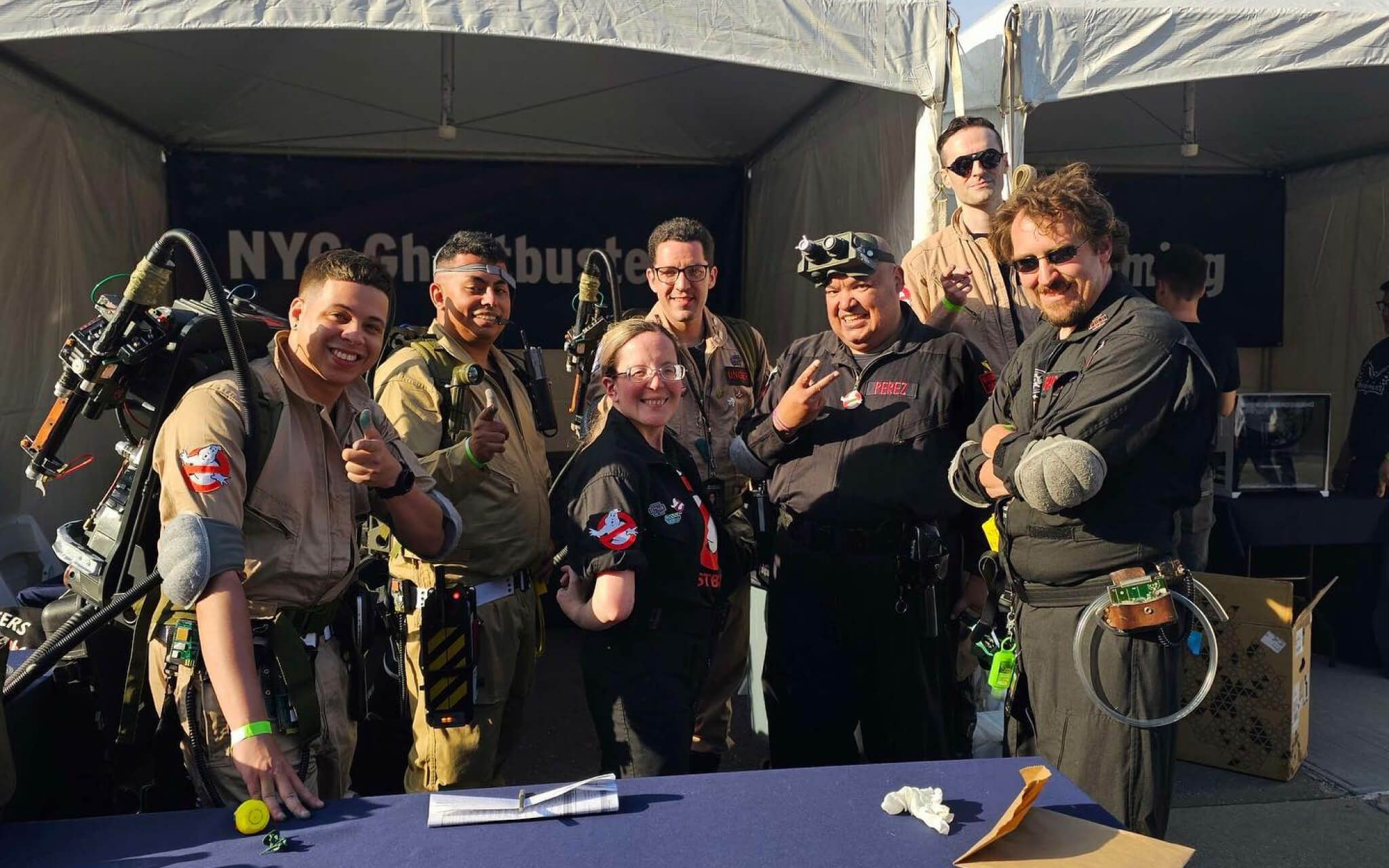 NYC Ghostbusters aboard the Intrepid for an outdoor slime lab event.