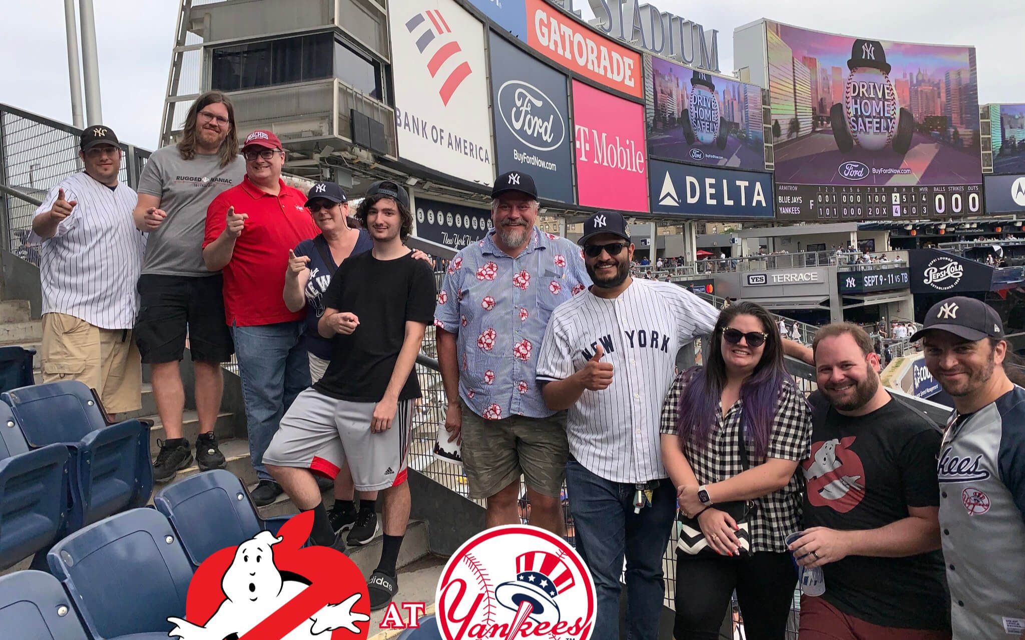 NYC Ghostbusters attending a New York Yankees game out of uniform.